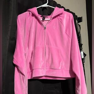 velvet cropped victoria secret zip up